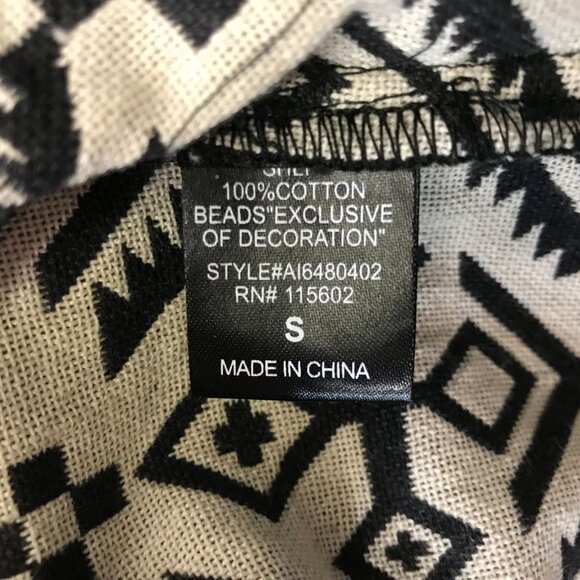 ASTR - WOMEN'S SMALL - BLACK/CREAM EMBROIDERED AZTEC OPEN BACK COTTON DRESS - Picture 6 of 7